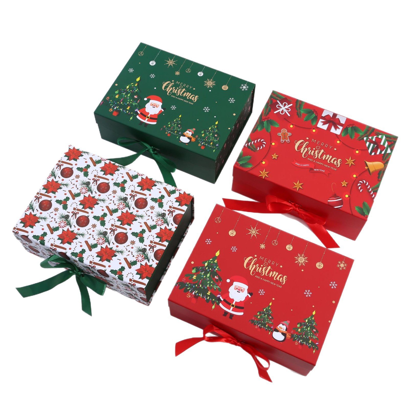 Christmas Magnetic Folding Gift Box with Ribbon main image 5