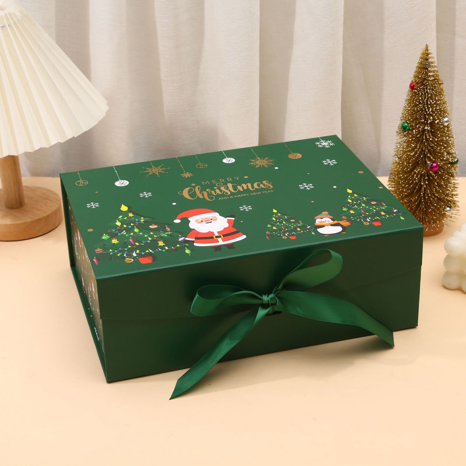 Christmas Magnetic Folding Gift Box with Ribbon sku image 6