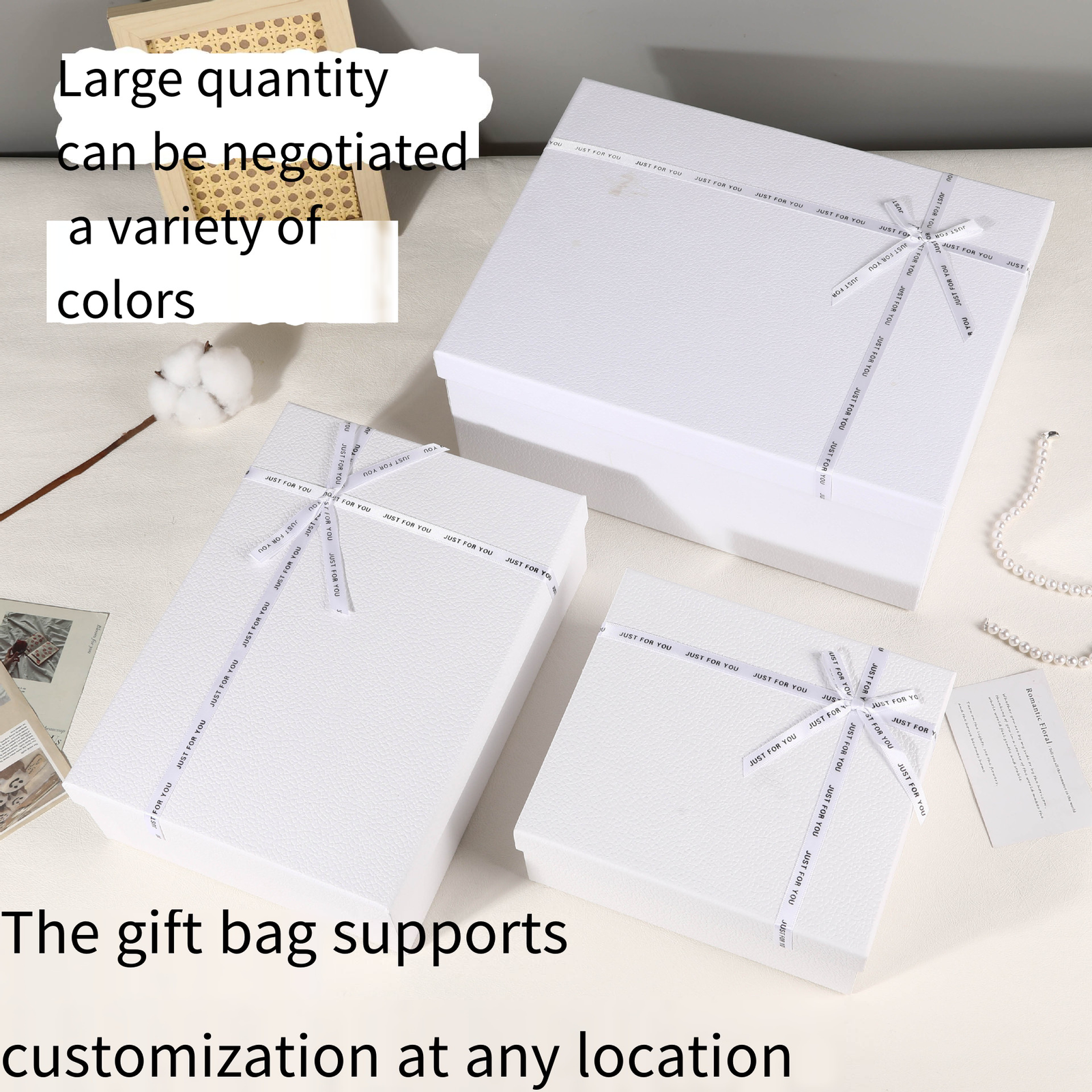 Premium White Bow Two-Piece Gift Box main image 1
