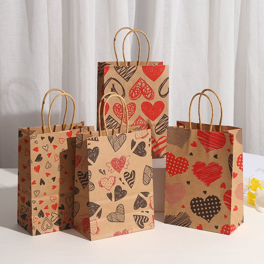 Vintage Kraft Paper Heart Gift Bag main image 1