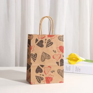 Vintage Kraft Paper Heart Gift Bag main image 3