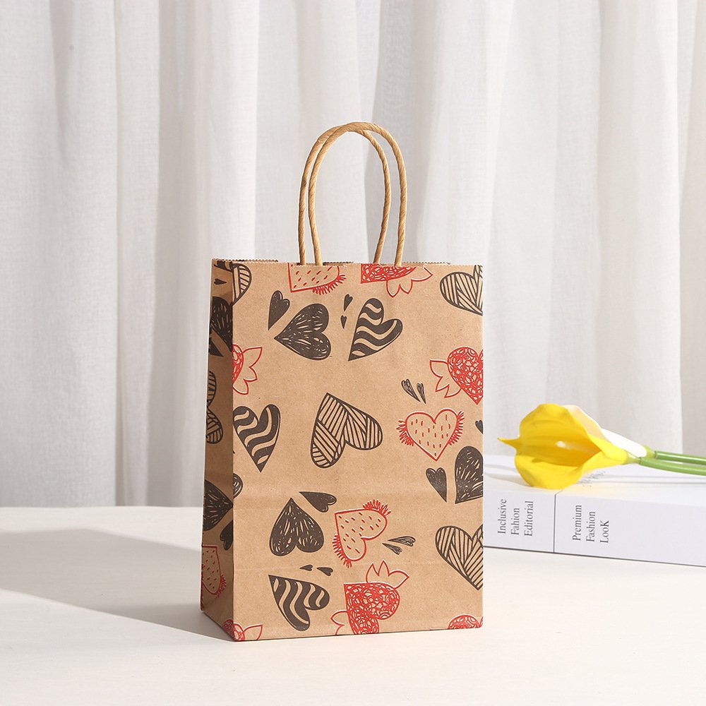 Vintage Kraft Paper Heart Gift Bag main image 3