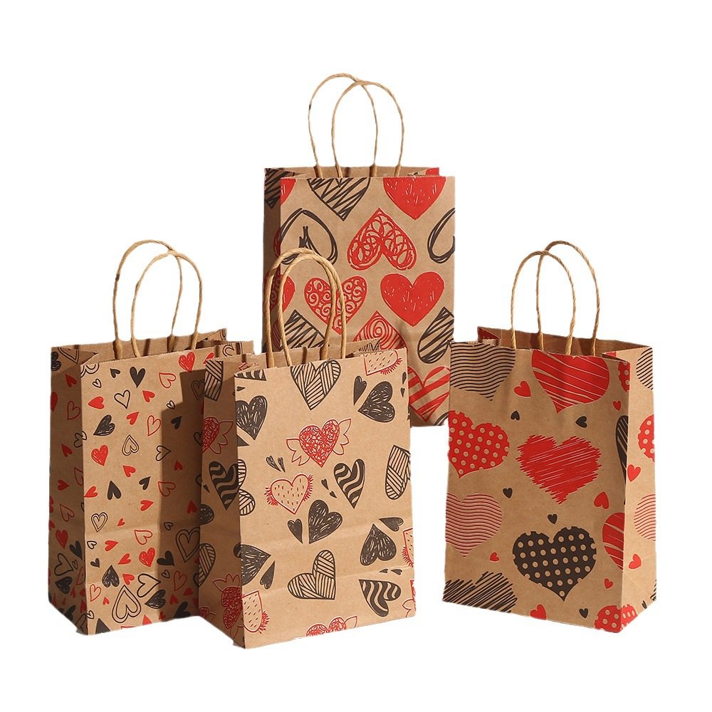 Vintage Kraft Paper Heart Gift Bag main image 5