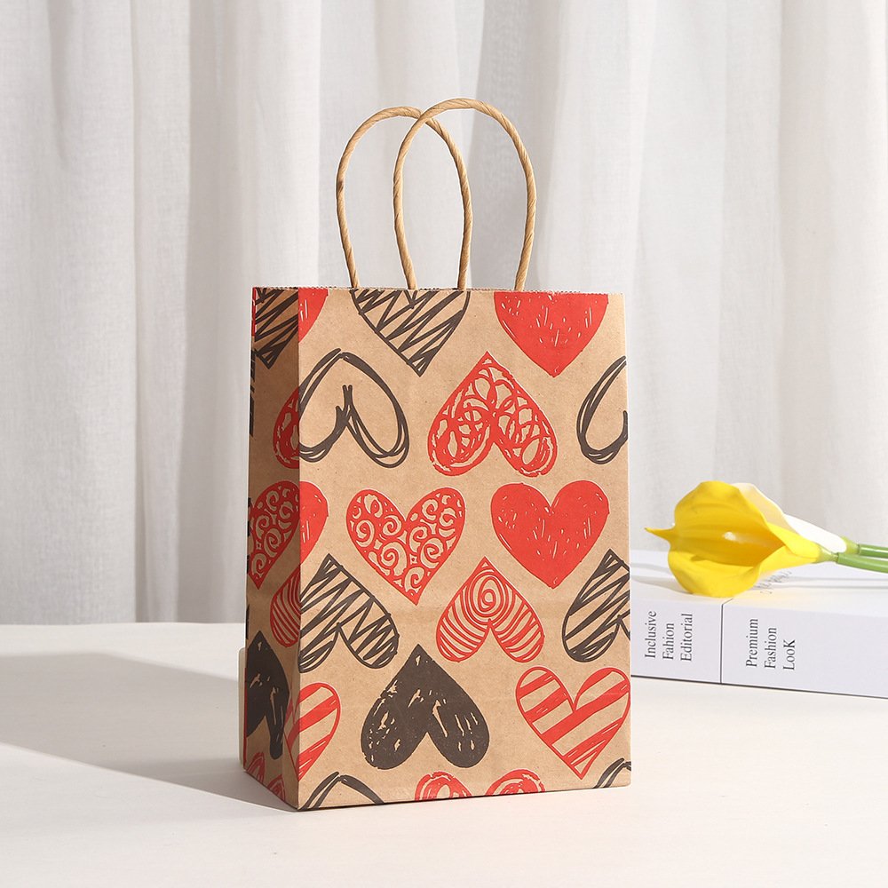 Vintage Kraft Paper Heart Gift Bag main image 6