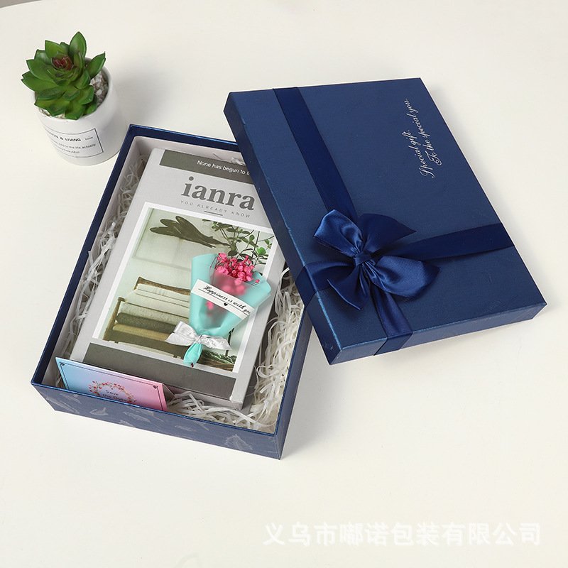 Blue Bow Business Gift Box with Carry Handle main image 4