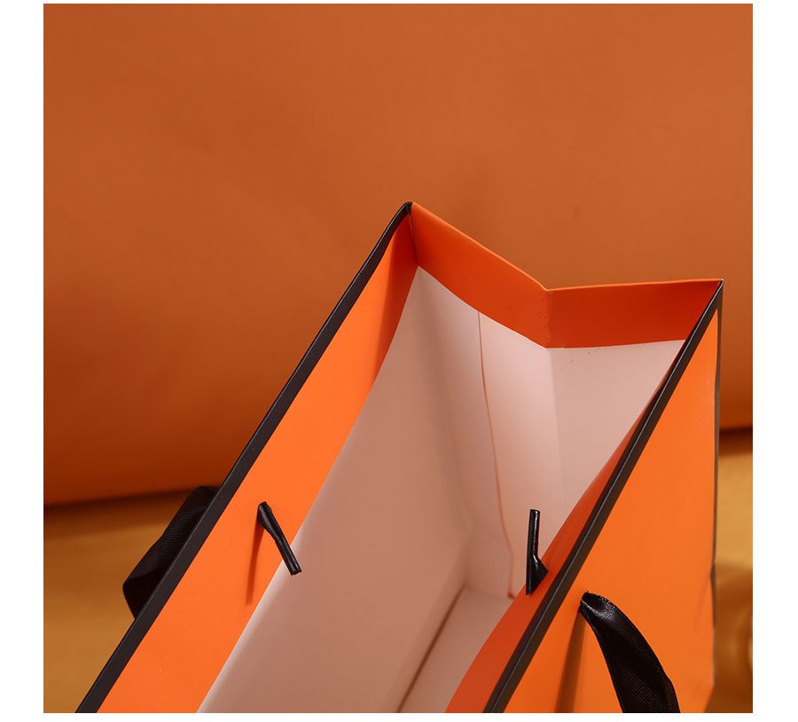 Orange Paper Shopping Bag with Handles detail image 7