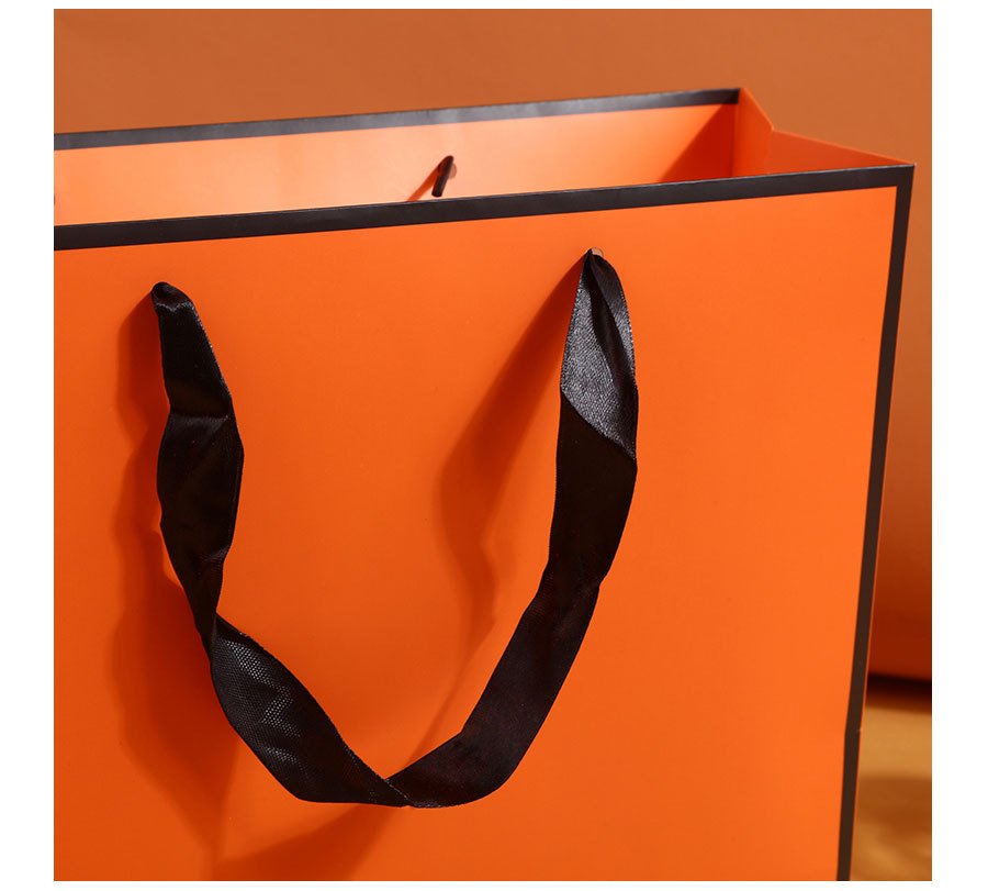 Orange Paper Shopping Bag with Handles detail image 8