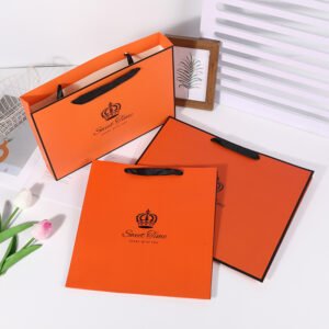 Orange Paper Shopping Bag with Handles main image 9