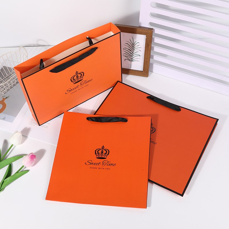 Orange Paper Shopping Bag with Handles main image 9