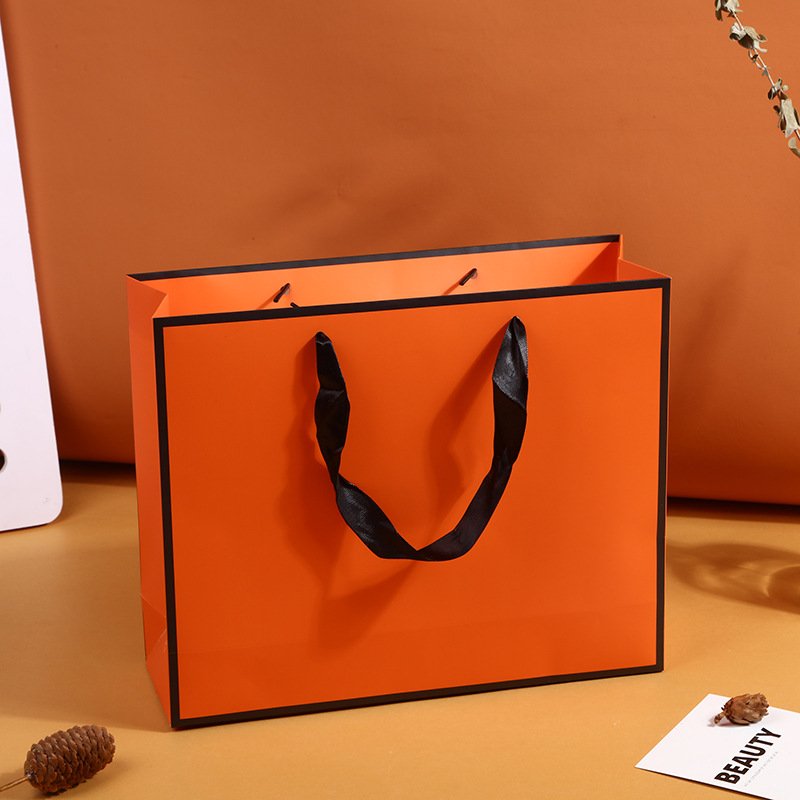 Orange Paper Shopping Bag with Handles main image 2