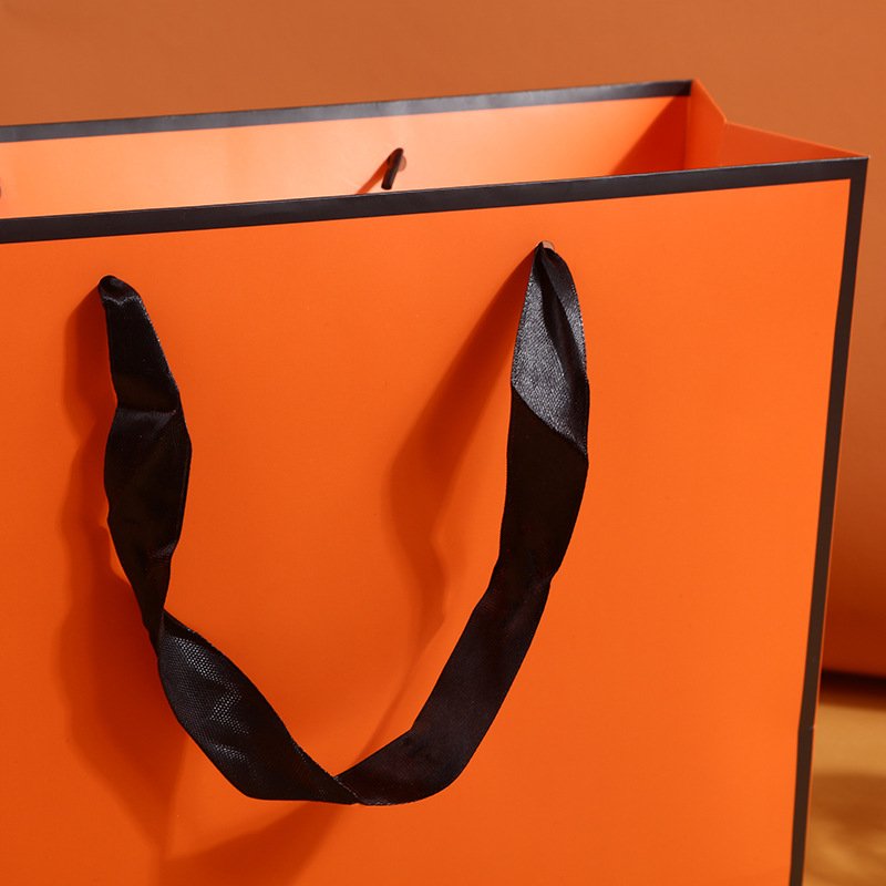 Orange Paper Shopping Bag with Handles main image 7