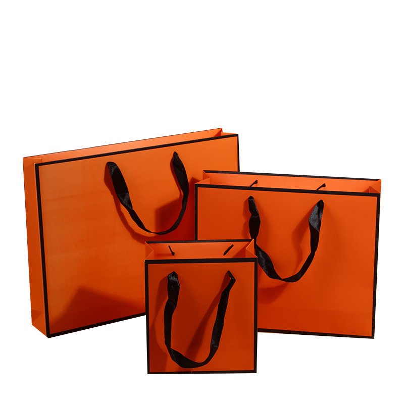 Orange Paper Shopping Bag with Handles main image 8