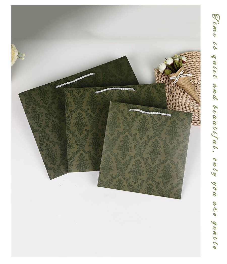 Vintage Green Paper Shopping Gift Bag detail image 10