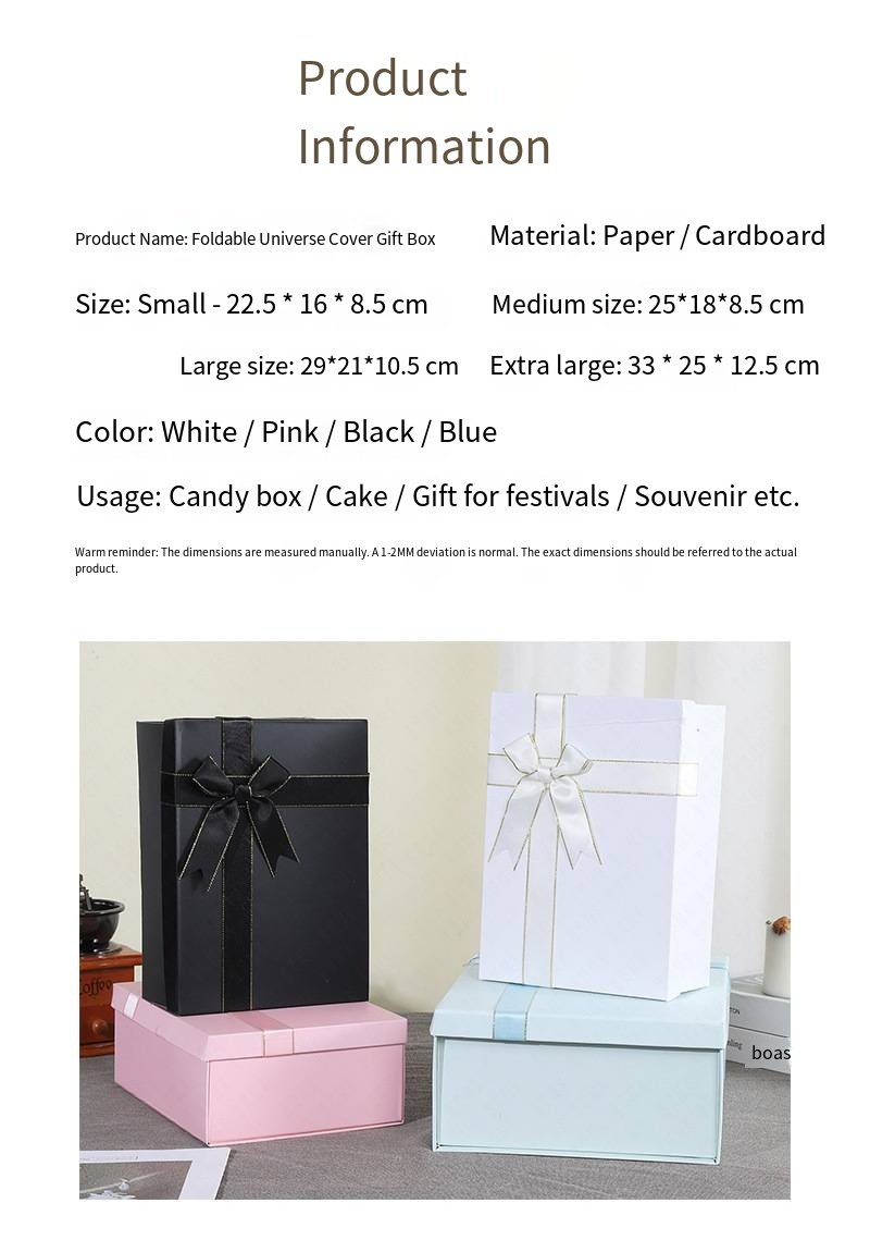Large Foldable Black Gift Box with Ribbon detail image 3