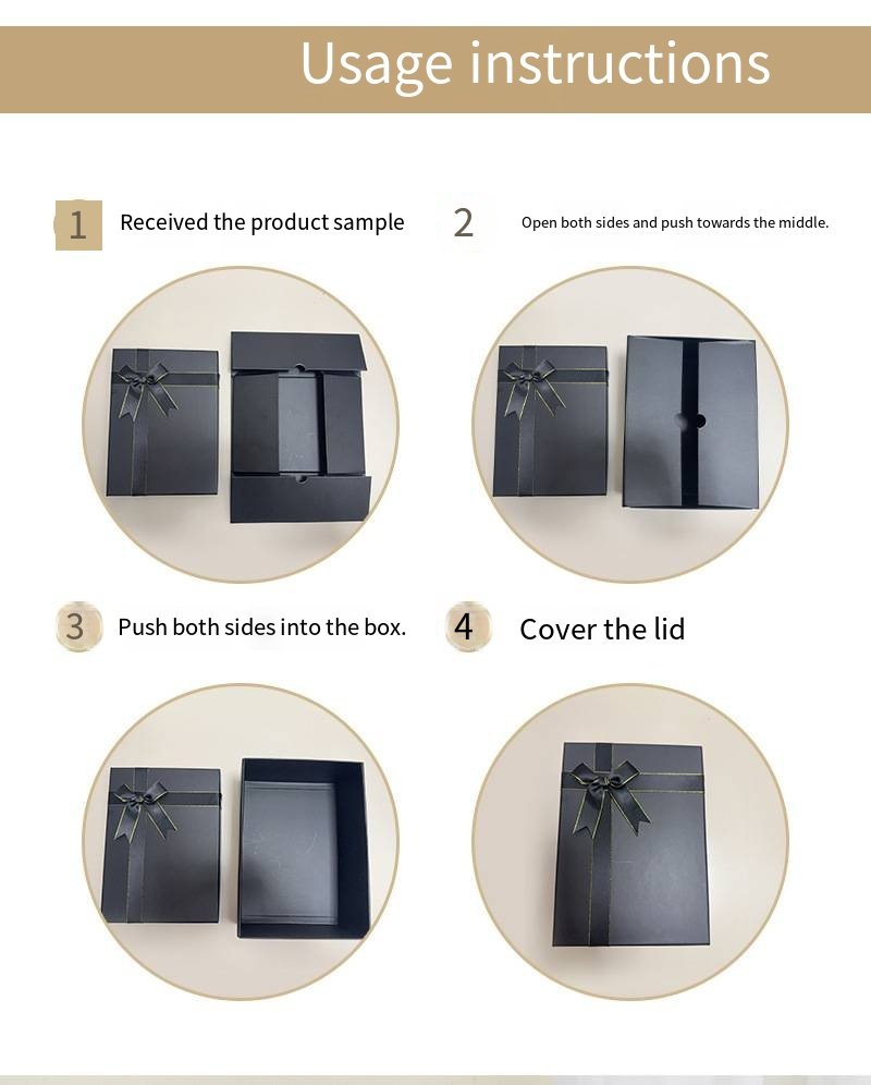 Large Foldable Black Gift Box with Ribbon detail image 4