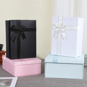 Large Foldable Black Gift Box with Ribbon main image 1
