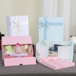 Large Foldable Black Gift Box with Ribbon main image 2