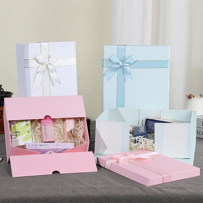 Large Foldable Black Gift Box with Ribbon main image 2