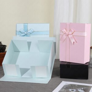 Large Foldable Black Gift Box with Ribbon main image 4