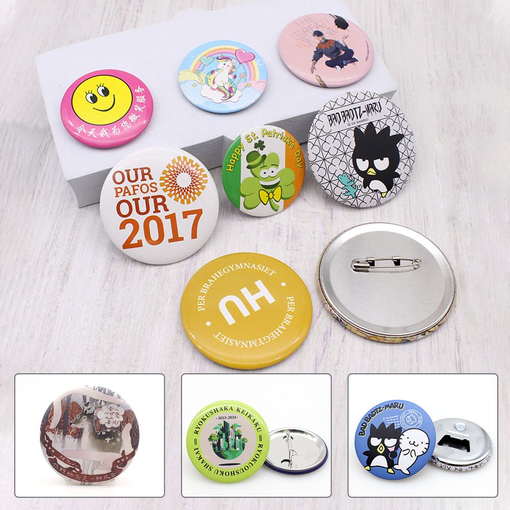 Wholesale Custom Logo Pin Round Shape Tin Button Badge Custom Buttons logo Brand Promotional Gifts for Offline Activities sku image 1
