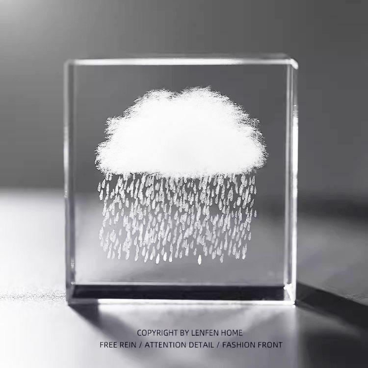 Crystal Cube Cloud Cube Crystal Carved Small Ornaments Office Desk Decoration main image 3