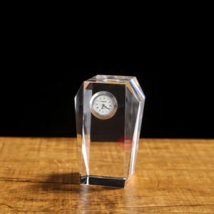 Wholesale Desktop K9 Crystal Paperweight Cube Glass Blank With Clock for Office Desk Ornaments Souvenir Decoration Block main image 1