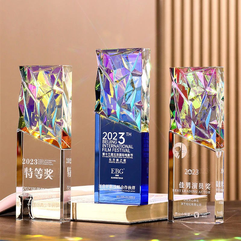 Honor of Crystal High-grade Business Gift Crafts Colored Diamond K9 Crystal Award Trophy for Business Gift main image 1