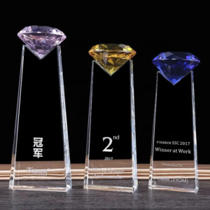 Honor of Crystal High-grade Business Gift Crafts Colored Diamond K9 Crystal Award Trophy for Business Gift main image 2