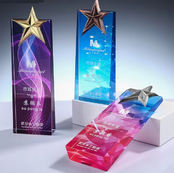 Honor of Crystal High-grade Business Gift Crafts Colored Diamond K9 Crystal Award Trophy for Business Gift main image 5