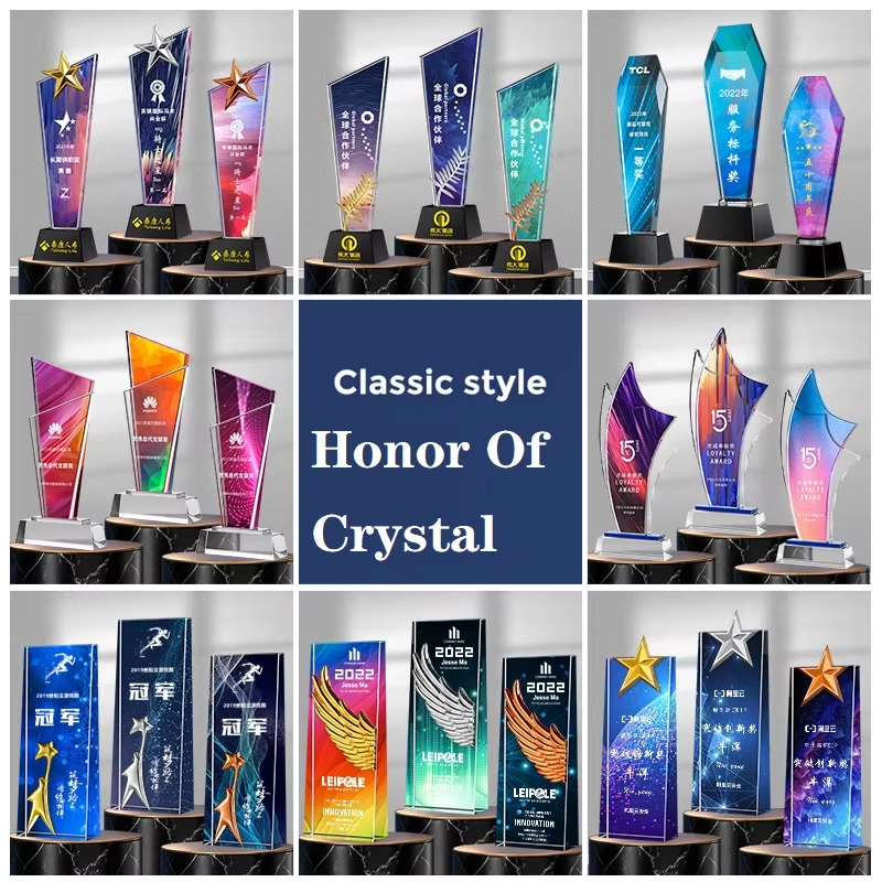 Honor of Crystal High-grade Business Gift Crafts Colored Diamond K9 Crystal Award Trophy for Business Gift main image 6