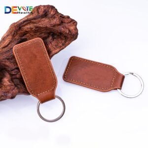 Bespoke Foil Hot Stamped Leather Keychains with Gold Metallic Shine and Stitched Edges Wholesale Lot Supply main image 1