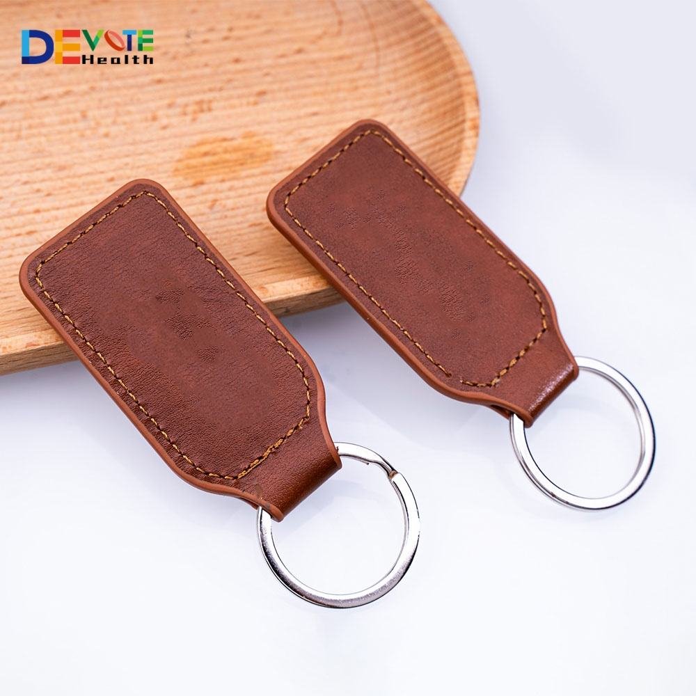 Bespoke Foil Hot Stamped Leather Keychains with Gold Metallic Shine and Stitched Edges Wholesale Lot Supply main image 2