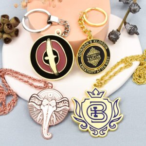 Custom Assorted Style Metal Enamel Keychains Eagle Elephant Gold Color Plated Rotating Keychain for main image 1