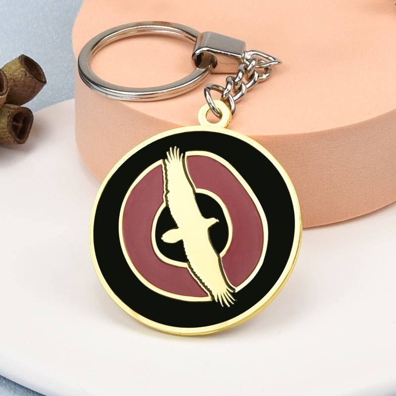 Custom Assorted Style Metal Enamel Keychains Eagle Elephant Gold Color Plated Rotating Keychain for main image 4