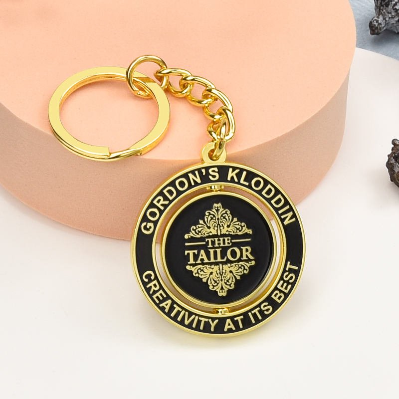 Custom Assorted Style Metal Enamel Keychains Eagle Elephant Gold Color Plated Rotating Keychain for main image 6