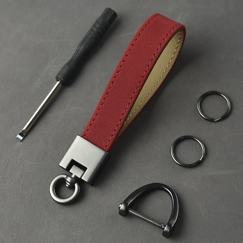 Customized Retro Business Gift Leather Keychain for Men High Quality Eco-Friendly Rectangle Shape wi sku image 3