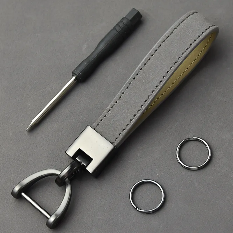 Customized Retro Business Gift Leather Keychain for Men High Quality Eco-Friendly Rectangle Shape wi sku image 5