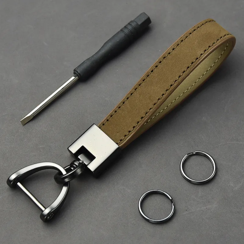 Customized Retro Business Gift Leather Keychain for Men High Quality Eco-Friendly Rectangle Shape wi sku image 6