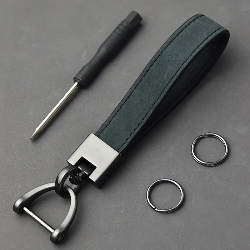 Customized Retro Business Gift Leather Keychain for Men High Quality Eco-Friendly Rectangle Shape wi sku image 7