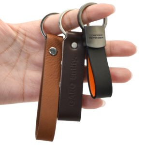 Custom Fashion Faux Pu Leather Keyring Promotion Premium Metal Car Leather Keychain main image 1