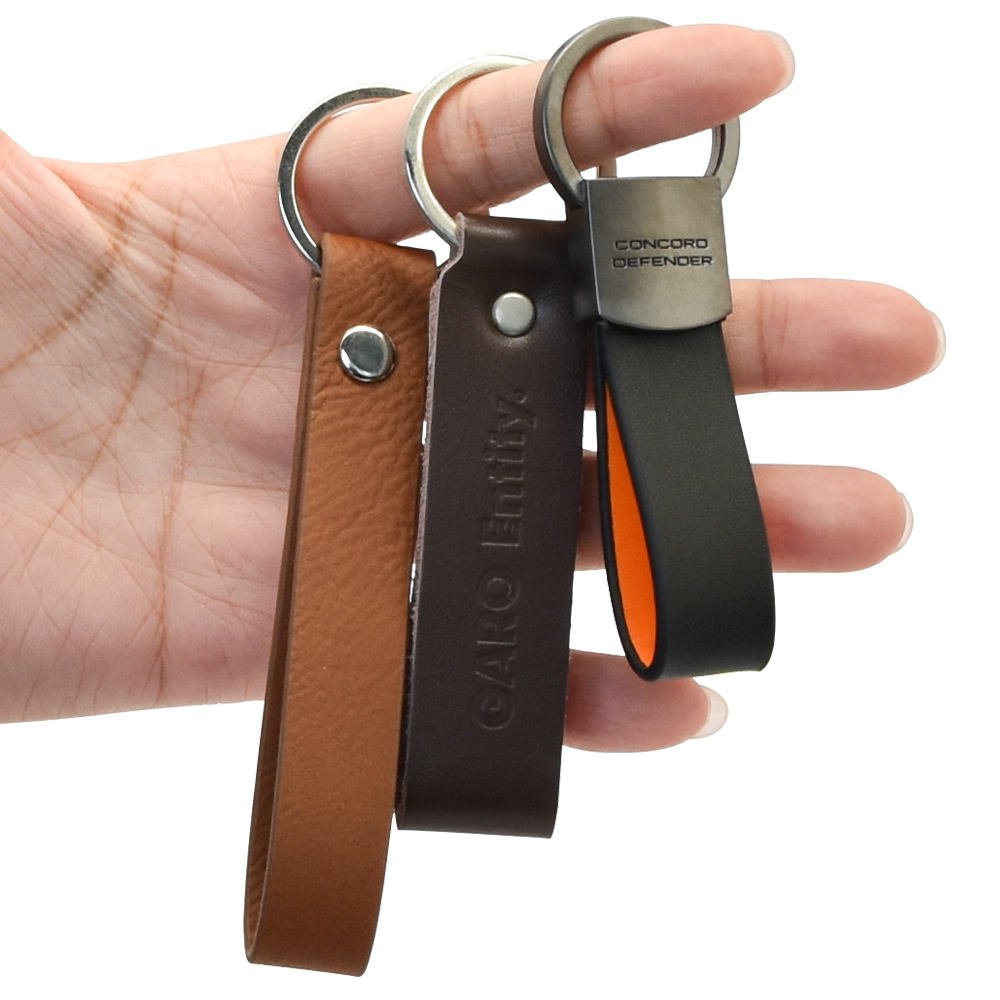 Custom Fashion Faux Pu Leather Keyring Promotion Premium Metal Car Leather Keychain main image 1