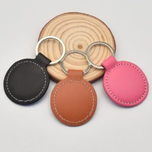 Custom Fashion Faux Pu Leather Keyring Promotion Premium Metal Car Leather Keychain main image 2