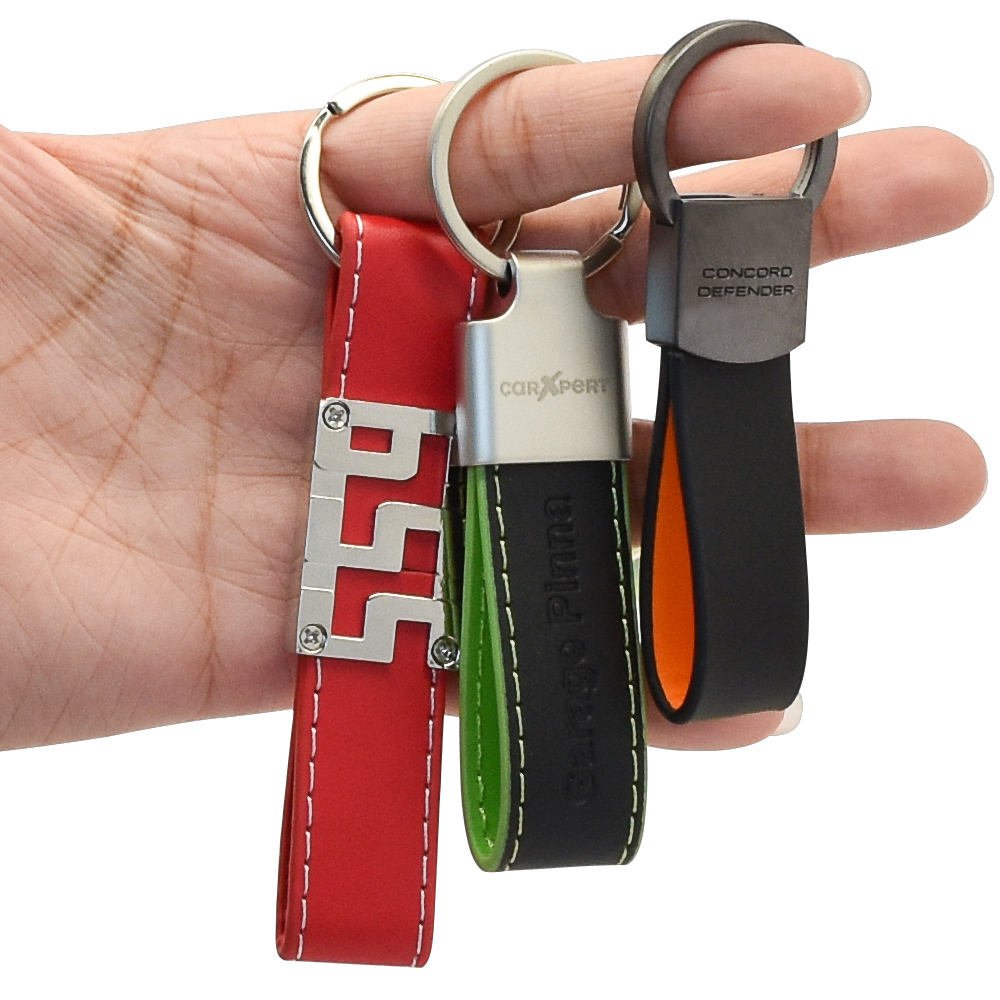 Custom Fashion Faux Pu Leather Keyring Promotion Premium Metal Car Leather Keychain main image 4