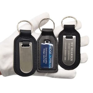 Custom Fashion Faux Pu Leather Keyring Promotion Premium Metal Car Leather Keychain main image 5