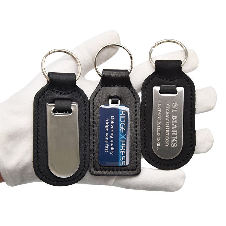 Custom Fashion Faux Pu Leather Keyring Promotion Premium Metal Car Leather Keychain main image 5