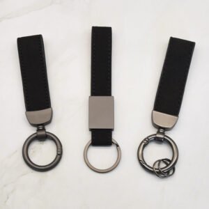 Custom Fashion Faux Pu Leather Keyring Promotion Premium Metal Car Leather Keychain main image 6