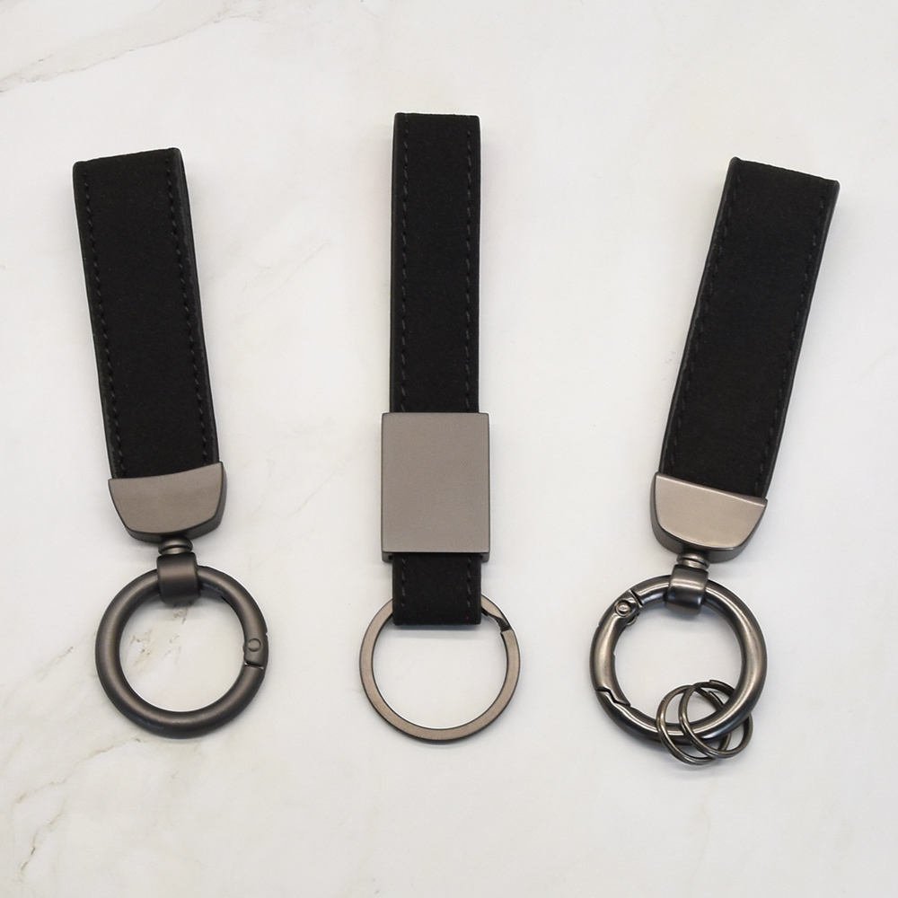 Custom Fashion Faux Pu Leather Keyring Promotion Premium Metal Car Leather Keychain main image 6