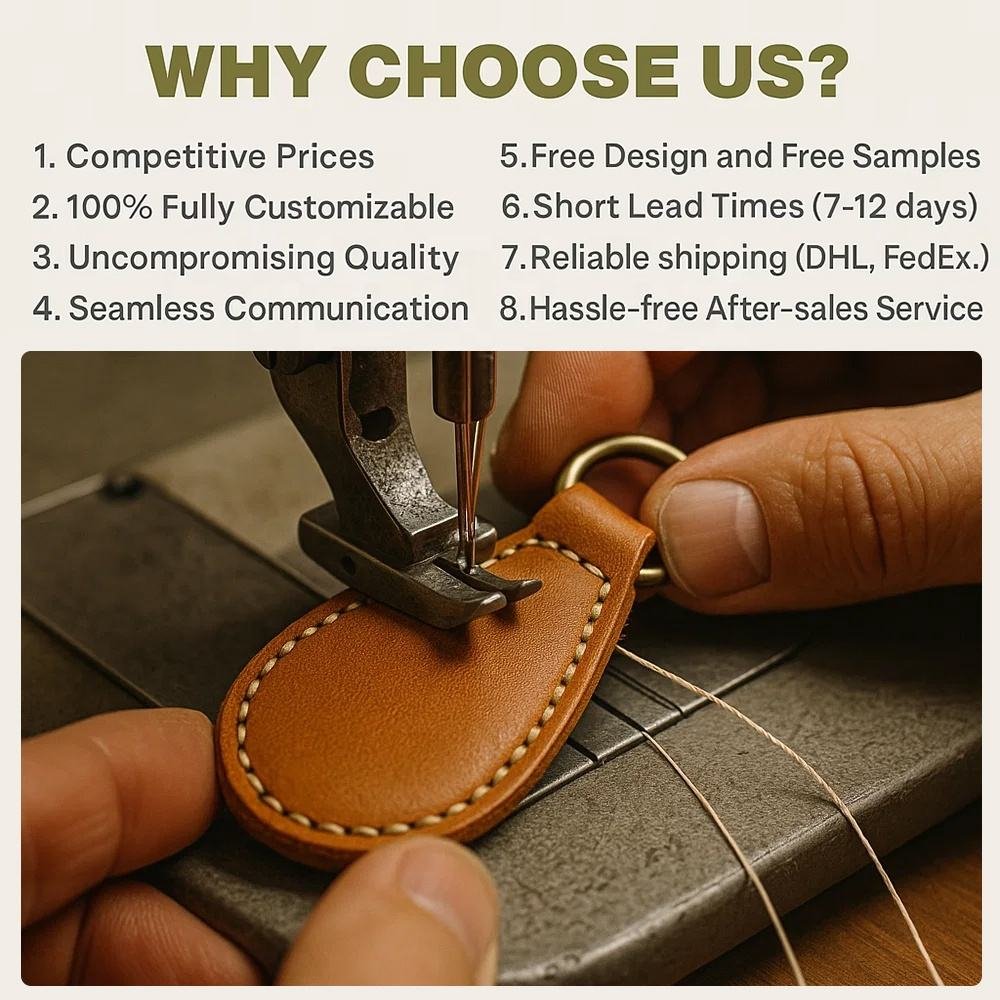 Heat Press Custom Logo Leather Car Keychain with Genuine Leather Metal Ring Fashion Keychain main image 5