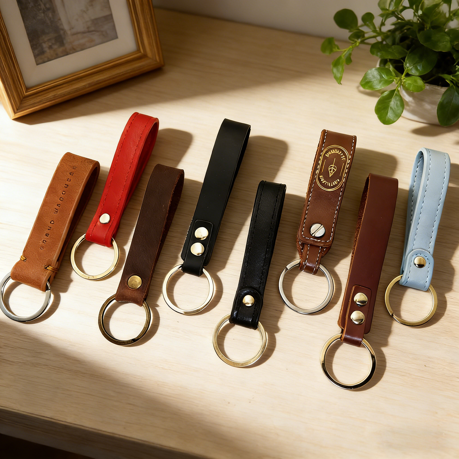 Personalized Made Logo Car Keychain Leather and Metal Creative Leather Keychains Women main image 6