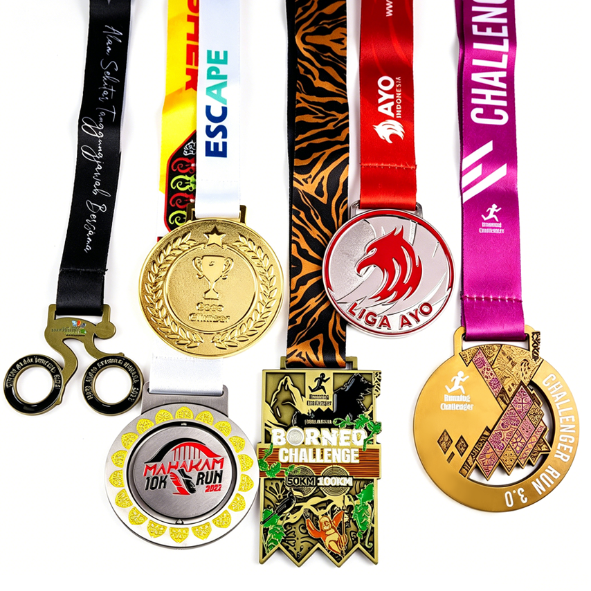 Free Design Custom Fun Metal Round Shape Enamel Gold Silver Brass Plating Race Running Marathon Medals main image 1